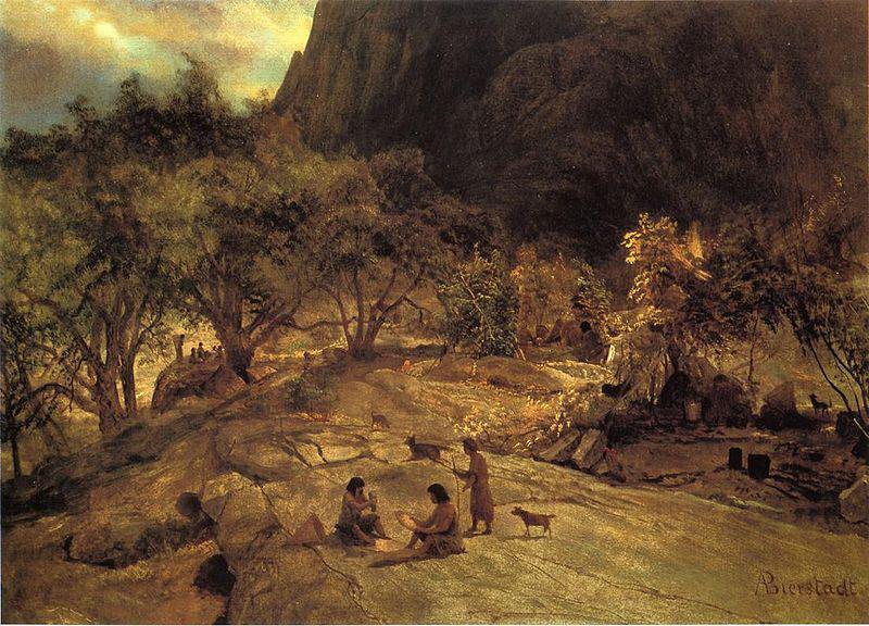 Albert Bierstadt Mariposa Indian Encampment, Yosemite Valley, California oil painting picture